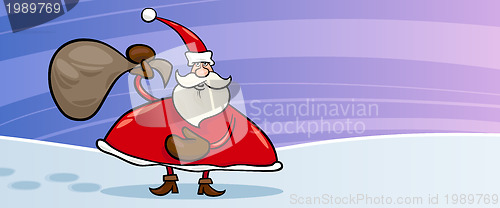 Image of Santa Claus and sack cartoon card