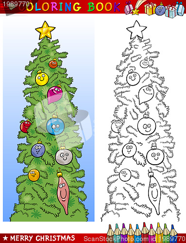 Image of christmas tree for coloring book