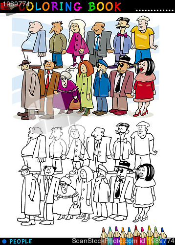 Image of People in Queue for coloring