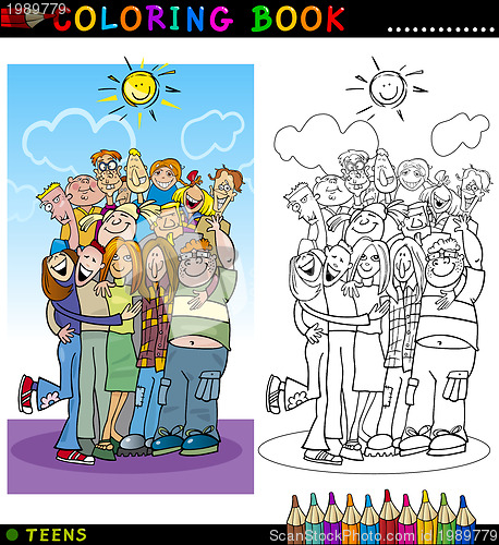 Image of Happy Teenagers group for coloring