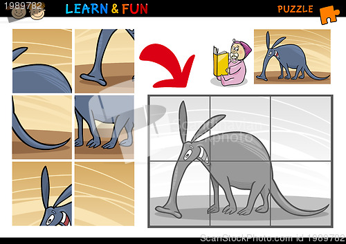 Image of Cartoon aardvark puzzle game