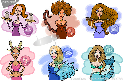 Image of horoscope zodiac signs with women