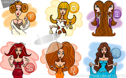 Image of horoscope zodiac signs with women