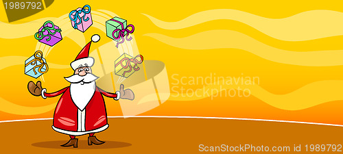 Image of Santa Claus and presents cartoon card