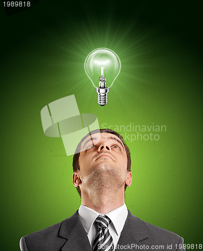 Image of Businessman Looking Upwards