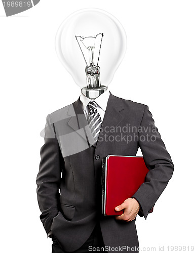 Image of Lamp Head Businessman With Laptop