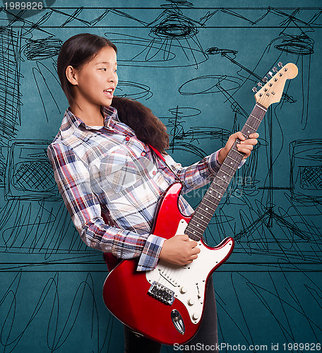 Image of Asian Girl With Guitar