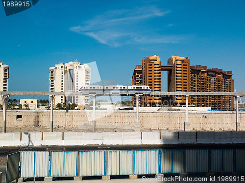 Image of Metro train downtown in Dubai