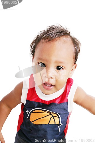 Image of One year old adorable hispanic boy portrait 