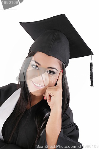 Image of Portrait of happy graduation woman 