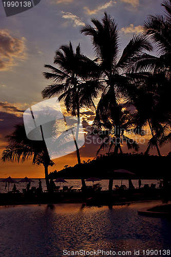Image of sunset in the pool in madagascar