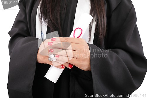 Image of woman in graduation, isolated on white