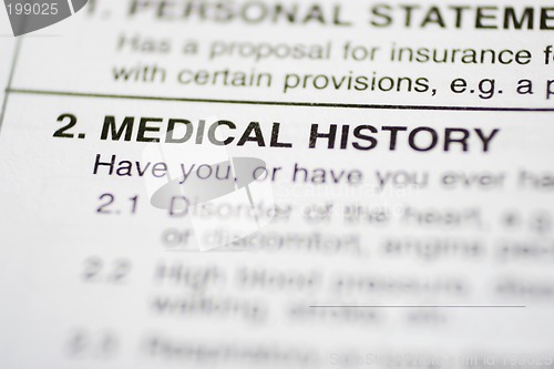 Image of paperwork #1 - Medical History