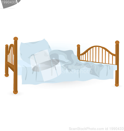 Image of Unmade bed isolated 