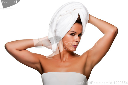 Image of Woman With Towel on Her Head