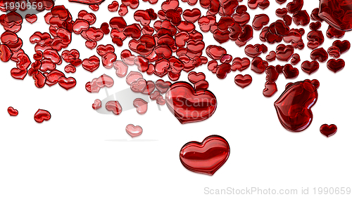 Image of Set of red glass hearts
