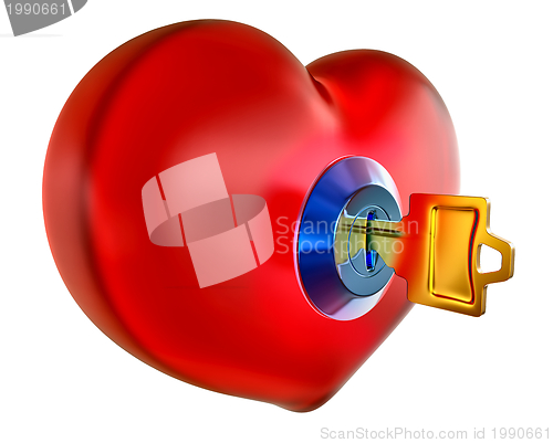 Image of red heart with golden key