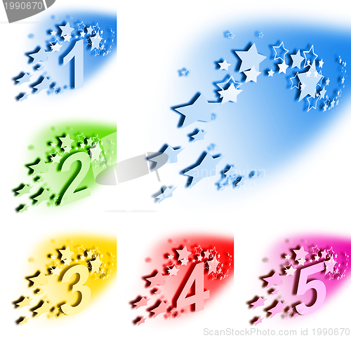 Image of big and small stars with digits