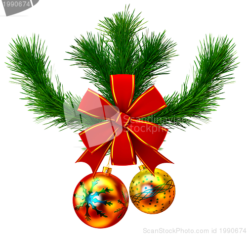 Image of christmas balls with red bow