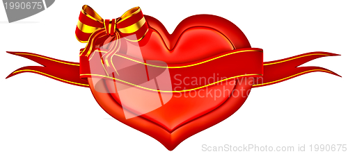 Image of 3D heart with bow and ribbon