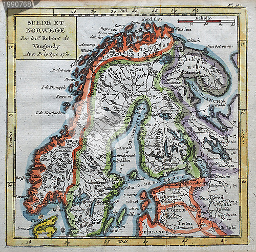Image of original antique Sweden and Norway map