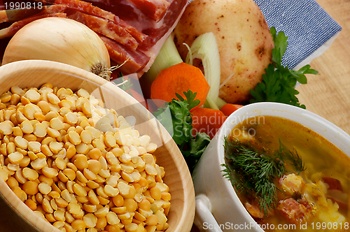 Image of Pea Soup and Ingredients