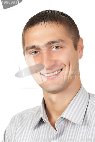 Image of young man smiles in the striped shirt