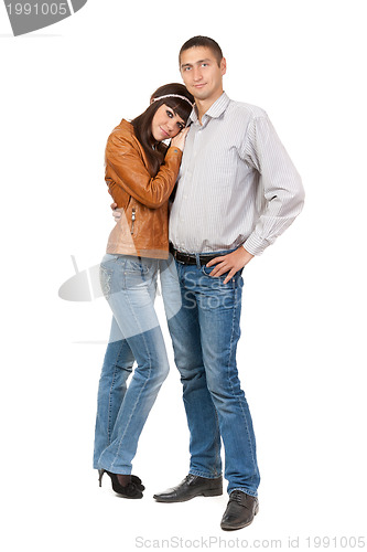 Image of Young beautiful couple isolated on white background