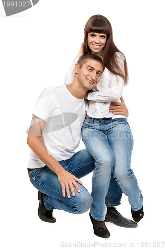 Image of Young beautiful couple isolated on white background