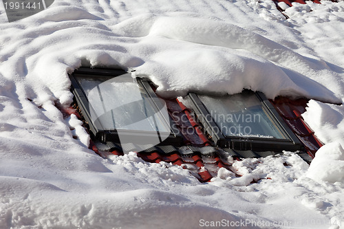 Image of Snowy roof with windows