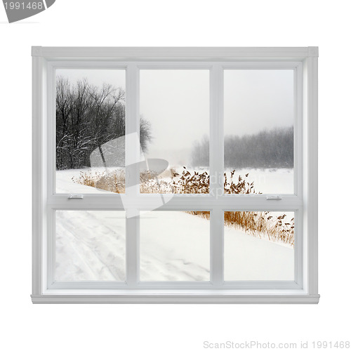 Image of Winter landscape seen through the window