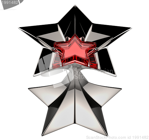 Image of shiny silver star with red star core