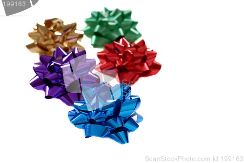 Image of Five colorful bows isolated on white
