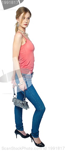 Image of Beautiful woman with bag