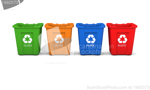 Image of Set of recycling bins