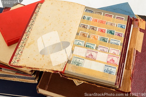 Image of philatelic stamp collection albums