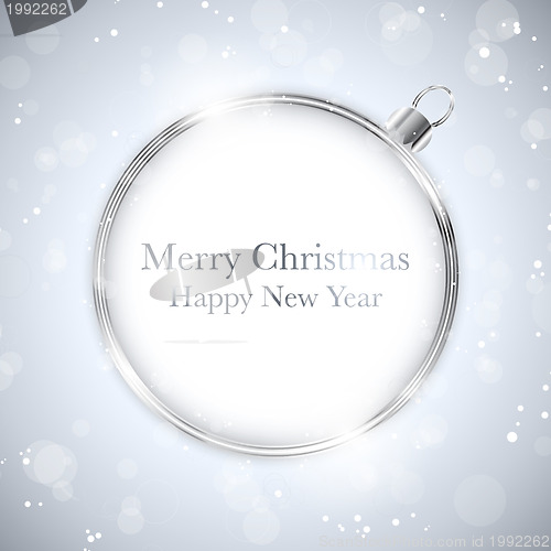 Image of Merry Christmas Happy New Year Ball Silver with Stars and Snowfl