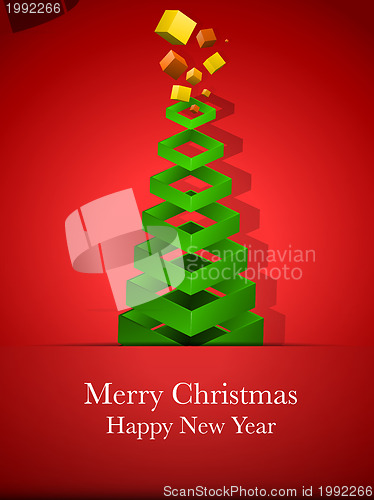 Image of Merry Christmas Happy New Year Tree with Gifts