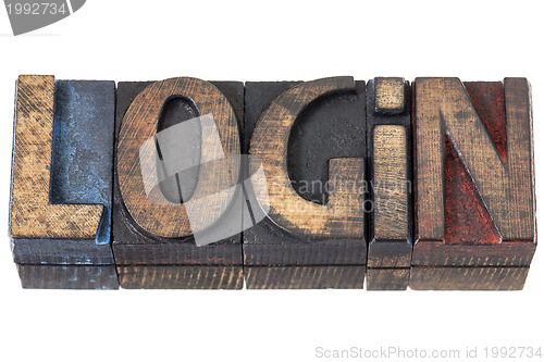 Image of login word in wood type