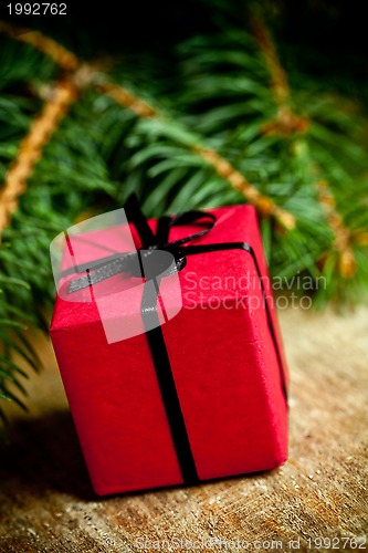 Image of christmas decoration and fir tree