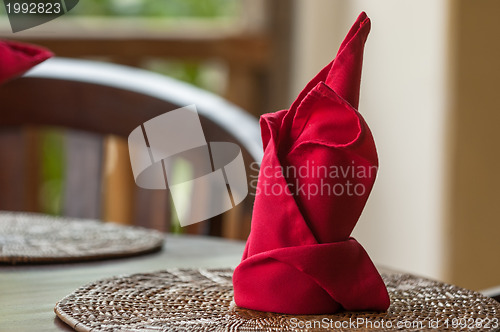 Image of Folded napkins outdoors