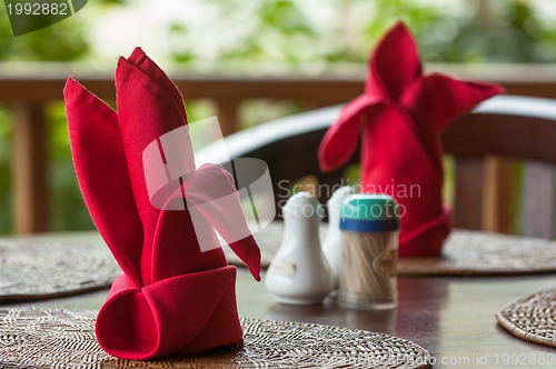 Image of Folded napkins outdoors