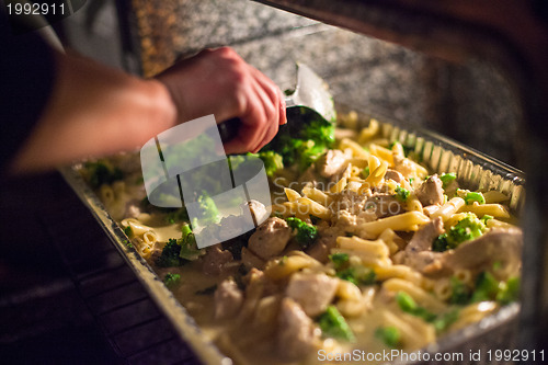 Image of Macaroni broccoli cheese and chicken