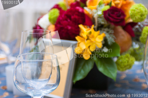 Image of Wine glasses at a buffet