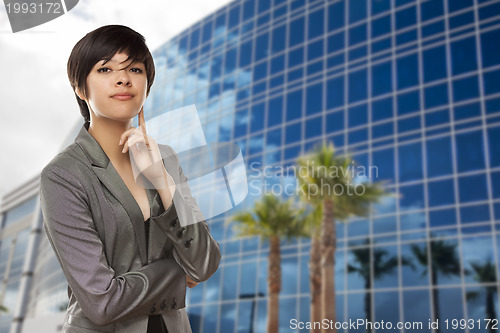 Image of Mixed Race Young Adult in Front of Building