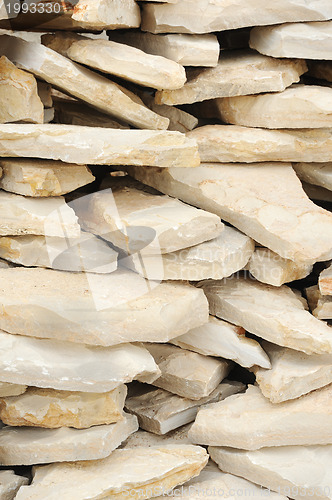 Image of Heap of flat paving stones, limestone