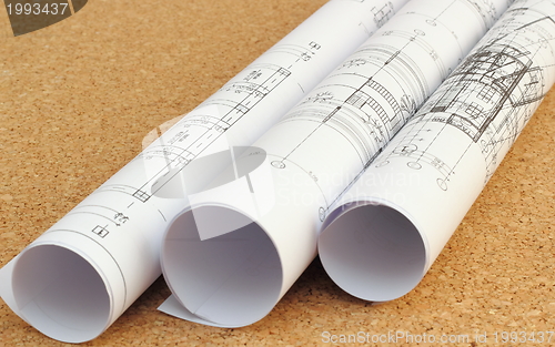 Image of rolled blueprints