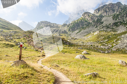 Image of Path sign on Italian Alps