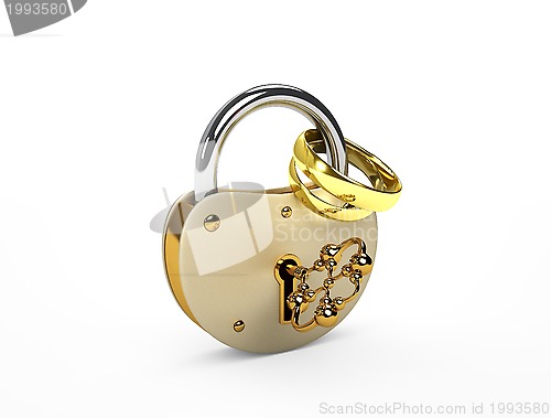 Image of The lock and wedding rings