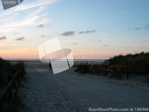 Image of beach biker in evening